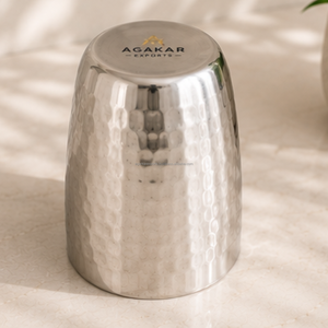 Elegant Hammered Stainless Steel 350ml Mirror Rim Drinking Glass Tumbler Premium <b>Reusable</b> <b>Cup</b> Hotels Restaurants Household - Product Image 6