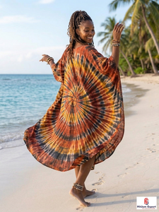 Women Beach Printed <b>Kaftan</b> Dress Loose Fit Comfortable <b>Summer</b> Cover Up Resort Wear Island Holiday Style Custom Bulk Supply - Product Image 4