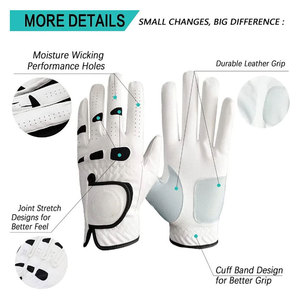Guantes de golf para hombre, mano izquierda, dedos completos, ligeros, resistentes al viento, antideslizantes, cierre de velcro, cuero suave, transpirables, cómodos - Product Image 4