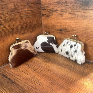 กระเป๋าเหรียญมินิตะวันตกสำหรับผู้หญิงหนังวัวแท้ขนาดเล็กกระเป๋าแฟชั่นหนังแท้ขนาดเล็กคลิปหนีบหัวเข็มขัด - Product Image 5