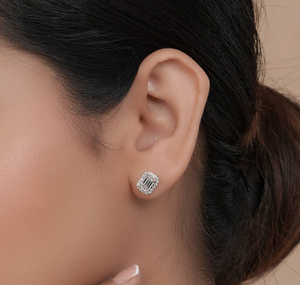 High Quality Lab Grown Diamond <b>Stud</b> Earrings 925 Silver Vintage <b>Emerald</b> Cut IGI Certified Engagement Wedding Party Gift - Product Image 5