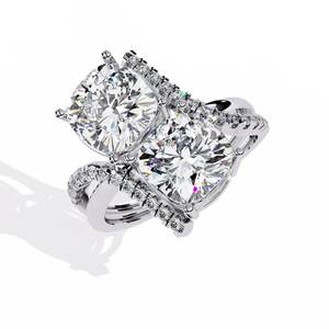 Anillo Toi Et Moi con Moissanita Brillante de Corte Redondo de 6MM, Plata 925 con Baño de Rodio, Regalo para Mujer para Ocasiones Especiales - Product Image 5