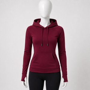 Sudadera con Capucha para Mujer, Color Sólido, Manga Larga, Tejido de Algodón, Transpirable, Impermeable, Ropa de Invierno Deportiva, Diseño Asimétrico - Product Image 4
