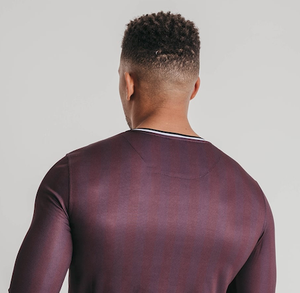T-shirt à manches longues pour homme, couleur unie, col rond, coupe classique, bordure contrastée, tricoté en polyester, vêtement décontracté, anti-rides et séchage rapide - Product Image 2