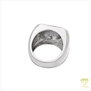 Premium 925 Silver Lab Grown Diamond Men's <b>Dress</b> Ring With Oval Center Design And Brilliant Stone Style For Jewelry Resellers - Product Image 3