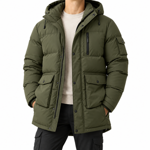 Puffer Jacket Low Price Casual Street Wear Zip-Up <b>Waterproof</b> stand collar Winter wear <b>Padded</b> <b>Coat</b> for men's - Product Image 1