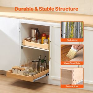 Organizzatore per Armadio Estraibile Resistente con Chiusura Ammortizzata, 17" L x 21" P, Base in Legno con Funzione Scorrevole - Product Image 1