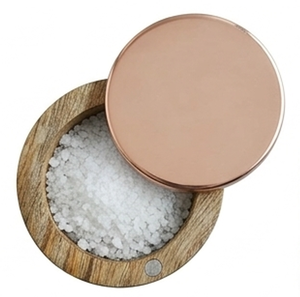Pot à sel et sucre en métal avec couvercle en cuivre et finition imitation bois, résistant à la poussière, pour le stockage des herbes, accessoire de cuisine élégant - Product Image 3