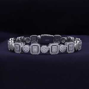 Pulsera de tenis geométrica de plata de ley 925 con moissanita VVS de corte esmeralda, joyería de lujo unisex estilo hip hop - Product Image 1