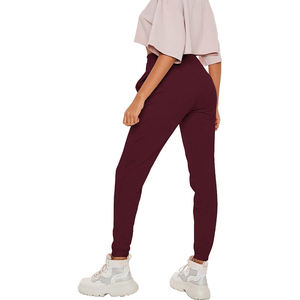 Women's Solid Color High Waist Drawstring <b>Harem</b> Pants Loose Fit Ankle-Length Casual Autumn Style Knitted Cotton Pants - Product Image 3