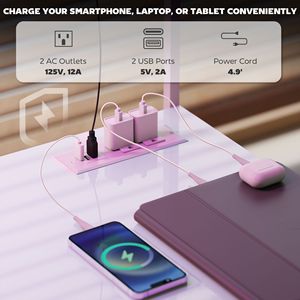 Scrivania da Gaming a L Bianca da 156 cm con Luci LED, Prese di Corrente, Superficie Stabile in MDF, Supporto per Monitor e Ripiano per CPU - Product Image 5