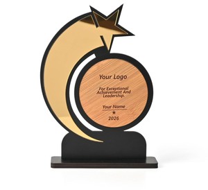 Trofeo Estrella Personalizado, Recuerdo, Premio de Madera Personalizado con Grabado de Logotipo y Nombre, Reconocimiento Corporativo a Empleados, Premio por Logro - Product Image 1