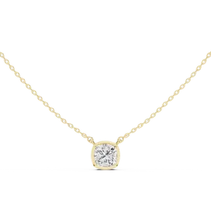 Pendentif solitaire en diamant de laboratoire taille coussin, or massif 10K 14K 18K, bijoux fins pour femme, accessoires, cadeau, chaîne incluse - Product Image 1