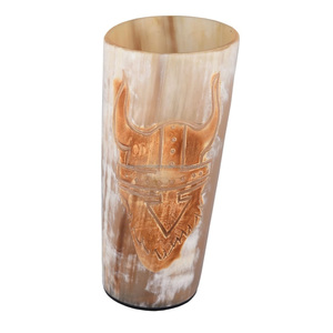 Personnalisé exquis Vintage ours boire Koi tasse fabriqués à la main en corne naturelle courte Antique sculpté Animal Style parfait affaires - Product Image 1