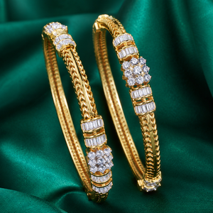 Royal Bridal 22K Solid Gold Zircon Classic Kada <b>Bangle</b> Bracelet <b>Set</b> with 916 Hall Mark for Women Engagement Party Jewelry - Product Image 4
