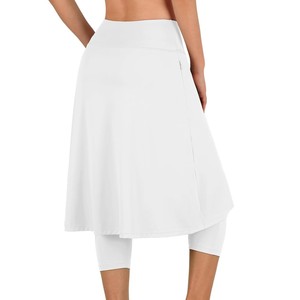Jupe modeste pour femmes, taille haute, couleur blanche unie, jupe courte en forme de A, respirante, décontractée, écologique, en nylon, à porter en toutes saisons - Product Image 2