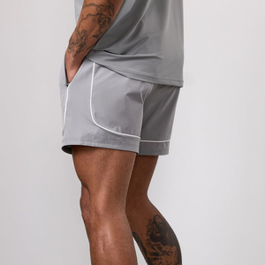 Shorts de jogging pour hommes en coton épais, respirants, à taille mi-haute avec cordon de serrage, personnalisables par broderie sur toile, vente en gros - Product Image 4