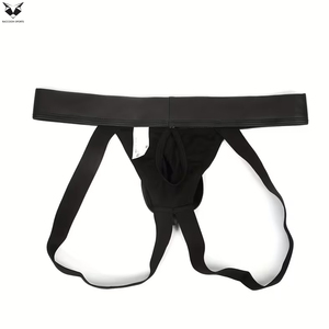 จ็อคสแตรปหนังเทียมสีดำพรีเมียมสำหรับผู้ชาย สายรัดเอวยางยืดนุ่ม ชุดชั้นในชายสำหรับใส่ไปคลับ จ็อคส์หนัง - Product Image 2