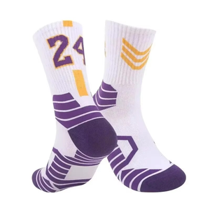 White Athletic <b>Socks</b> with Number 34 Geometric Pattern Breathable <b>Polyester</b> Cotton Ankle Length for Basketball Adults Summer - Product Image 4