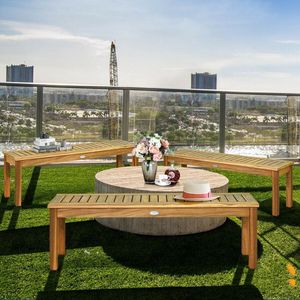 Panchina da esterno in legno di Acacia da 52 pollici con eleganti mobili da giardino - Product Image 5