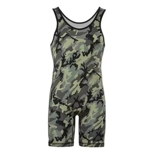 <b>Men's</b> Comfortable Quick Dry Spandex/Polyester Wrestling <b>Singlet</b> with Printed Technics Plus Size 240g Fabric Weight Latest Design - Product Image 2