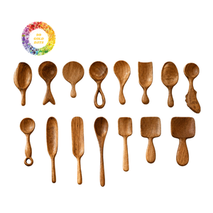 <b>Small</b> Gold Plated Mirror Long Handle Wooden <b>Spoons</b> Personalized Kitchen Dining Gifts Hand Crafted Scoop Measuring Serving - Product Image 1