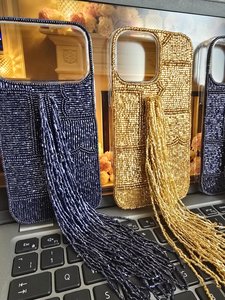 Funda de Teléfono Hecha a Mano con Cuentas, Estilo Bohemio, Plateada y Dorada, con Decoración de Borlas, para Apple, Todas las Temporadas, Estilo Moderno - Product Image 5
