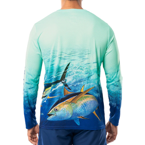 Private Label Men's Waterproof Anti-UV UPF 50+ Breathable Fishing Shirts with Custom Logo OEM Service Spandex/Polyester Material - Product Image 2