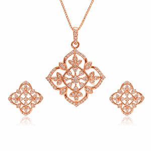 Luxury Moissanite 925 Sterling Silver Jewelry Set Necklace Earrings Women Bridal Wedding Gift Necklace and Earring Set Women - Product Image 4