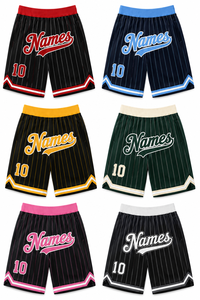 Custom Basketball <b>Shorts</b> Black Purple Striped Sublimation Print Number 10 Men's Plus Size Elastic Waist Casual Sportswear - Product Image 6
