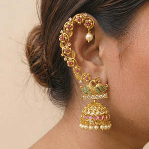 18K Gold Plated Brass Pearl Ear Cuff-Trendy Animal Shape Jewelry for Party Wedding Gift - Product Image 1