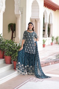 Indian Traditional Ethnic Salwar Kameez in <b>Sequins</b> Embroidery Work in Faux Georgette for Wedding Occasion for Women Fancy Wear - Product Image 6