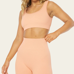 Ensemble de sport 2 pièces pour femme en nylon et élasthanne sans couture, soutien-gorge de sport et short de yoga, haute qualité, personnalisé, vente en gros - Product Image 6