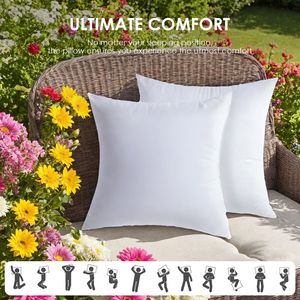 Set di 2 Cuscini Quadrati Bianchi 18*18 Pollici per Letto e Divano, Cuscini da Patio, Cuscini con Imbottitura a Bolle e Cuscini per Seduta - Product Image 4