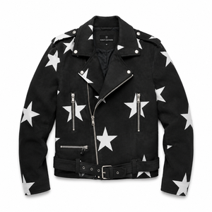 <b>Suede</b> Moto <b>Jacket</b> Winter Embroidery Windproof Breathable Eco-Friendly Anti-Bacterial Custom Branding 100% Polyester Lining <b>Men's</b> - Product Image 1