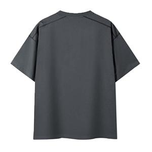 T-shirts en coton tricotés pour hommes, col rond, coupe oversize, épaules tombantes, manches courtes, confortables, écologiques, respirants, couleur unie, tendance - Product Image 6