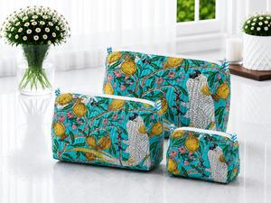Ensemble de trousses de toilette matelassées en coton à motifs géométriques nautiques avec fermeture éclair, pochettes de maquillage portables pour le rangement en voyage - Product Image 5