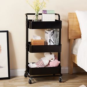 Carrello Portaoggetti Moderno a 3 Ripiani per Cucina, con Maniglia Nera in Plastica YS e Ruote Staccabili, per Camera da Letto, Ufficio, Soggiorno - Product Image 6