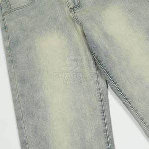 กางเกงยีนส์ทรงตรงคลาสสิกสำหรับใส่ในชีวิตประจำวัน ผ้าเนื้อแข็งแรง ทนทาน กางเกงผู้ชายแบบฟอกสี - Product Image 6