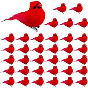36 Piezas de Adornos Navideños para Árbol de Navidad, Clips Rojos con Forma de Cardenal, con Pájaros Artificiales y Decoraciones de Plumas, Adornos de Pájaros para Navidad - Product Image 4