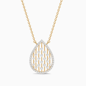 Collier pendentif goutte d'eau avec diamants ronds taille brillant sertis pavé en or jaune pour femme, idéal pour un usage quotidien de luxe - Product Image 1