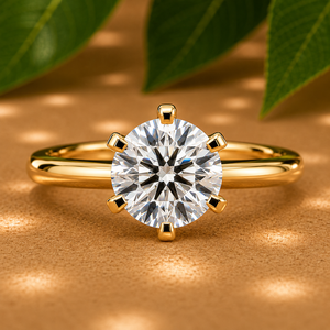 Anillos de compromiso clásicos redondos solitarios de seis puntas con certificado IGI, anillo de diamante cultivado en laboratorio de oro sólido de 14 quilates para mujer, anillo de compromiso. - Product Image 1