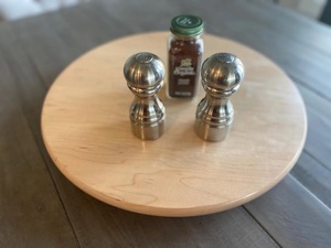 Wood Double Tier Rotating Tray Smooth-Spin Lazy Susan for <b>Tabletop</b> Spice Serving - Product Image 3