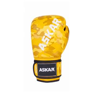Gants de boxe Askar jaunes camouflage en cuir PU avec fermeture Velcro, équipement d'entraînement respirant pour adultes - Product Image 3