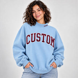 Custom Embroidered Streetwear Soft Cotton Mockneck Crewneck Pullover Sweater <b>Jumper</b> <b>Fleece</b> Oversized Women Mock Neck Sweatshirt - Product Image 1