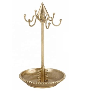 New Arrival 6 Hook Necklace Jewelry Stand Decorative Trinket Dish Metal Storage Organizer for Vanity Wedding & Engagement Gift - Product Image 2
