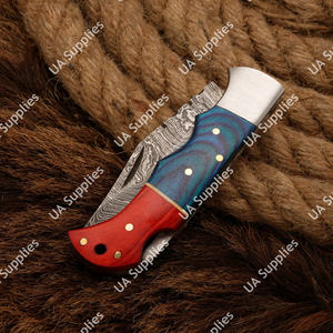 Couteau pliant multifonctionnel DIY haute performance en acier Damas avec manche en bois exotique, tactique, EDC, pour la chasse et le camping, OEM ODM, faible coût - Product Image 4