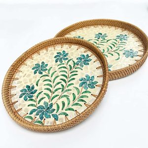 EN TENDENCIA: Bandeja de Ratán Ecológica y Segura con Incrustaciones de Concha Natural, Ideal para Servir Desayuno y Café, Precio Directo - Product Image 6
