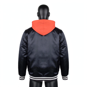 Blouson de baseball décontracté pour homme à capuche avec logo frontal – Grande vente printemps-automne – Coupe ample, respirant, imperméable, coupe-vent en tissu polyester - Product Image 2