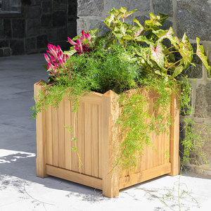 Pot de fleurs d'extérieur haut de gamme en teck massif – Bac de jardin moderne pour hôtel, club de plage et espaces publics - Product Image 4